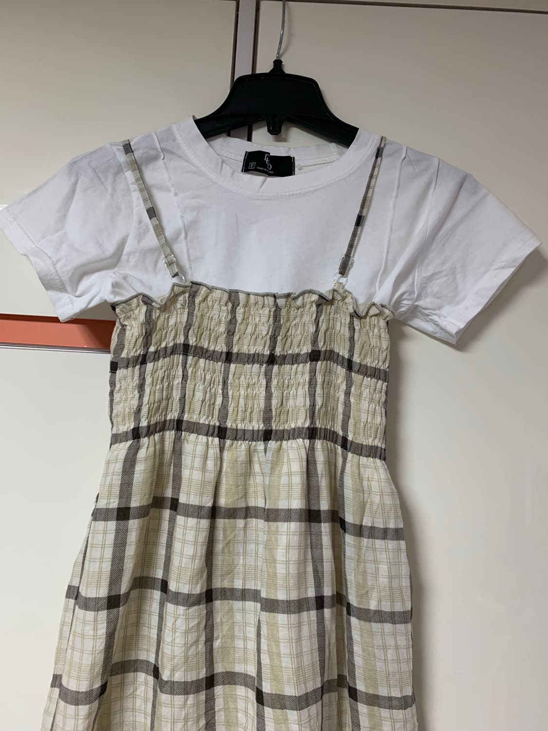 모리걸 하구미 체크 레이어드 롱원피스 상품이미지3