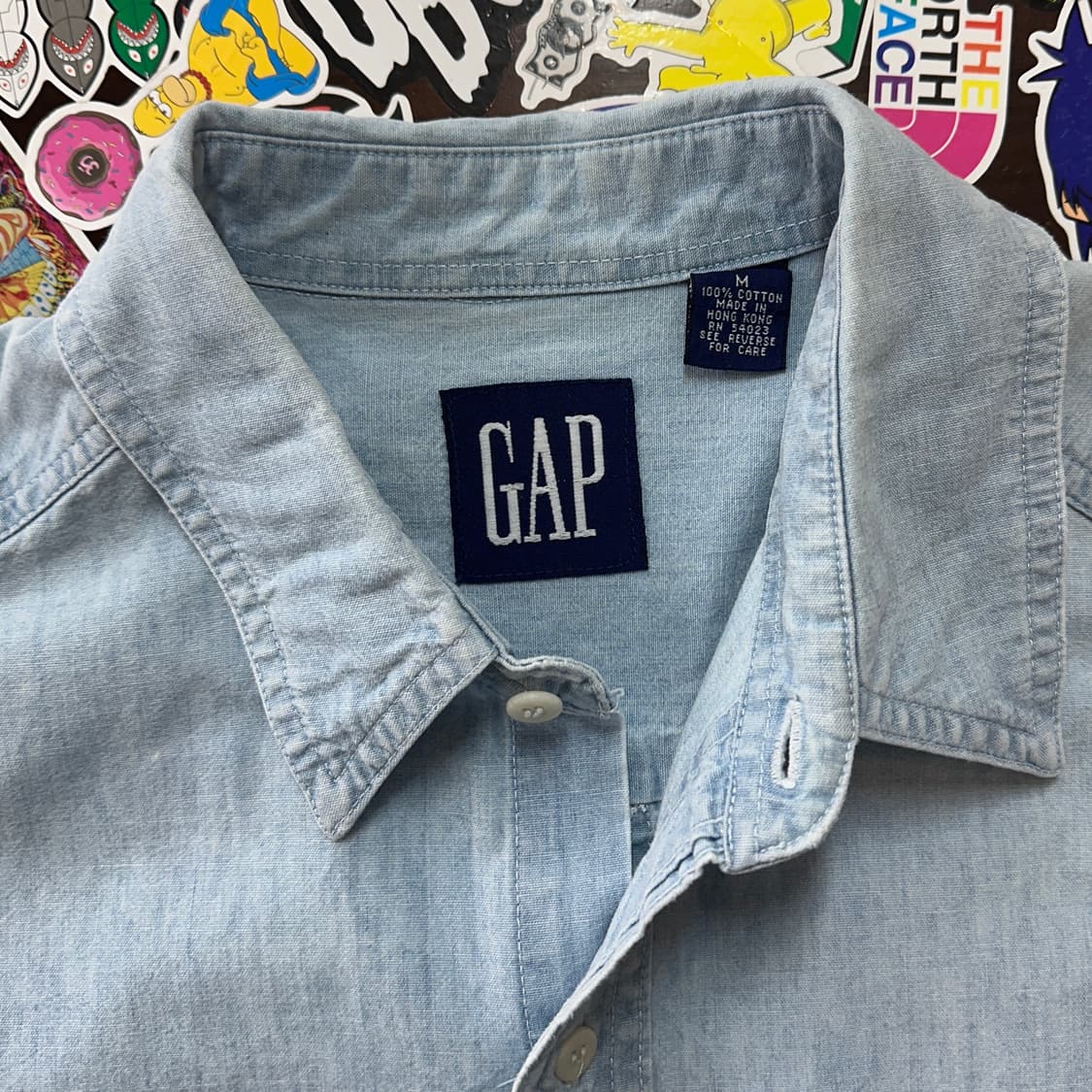 80s 올드 갭 샴브레이 워크 셔츠 M 상품이미지6