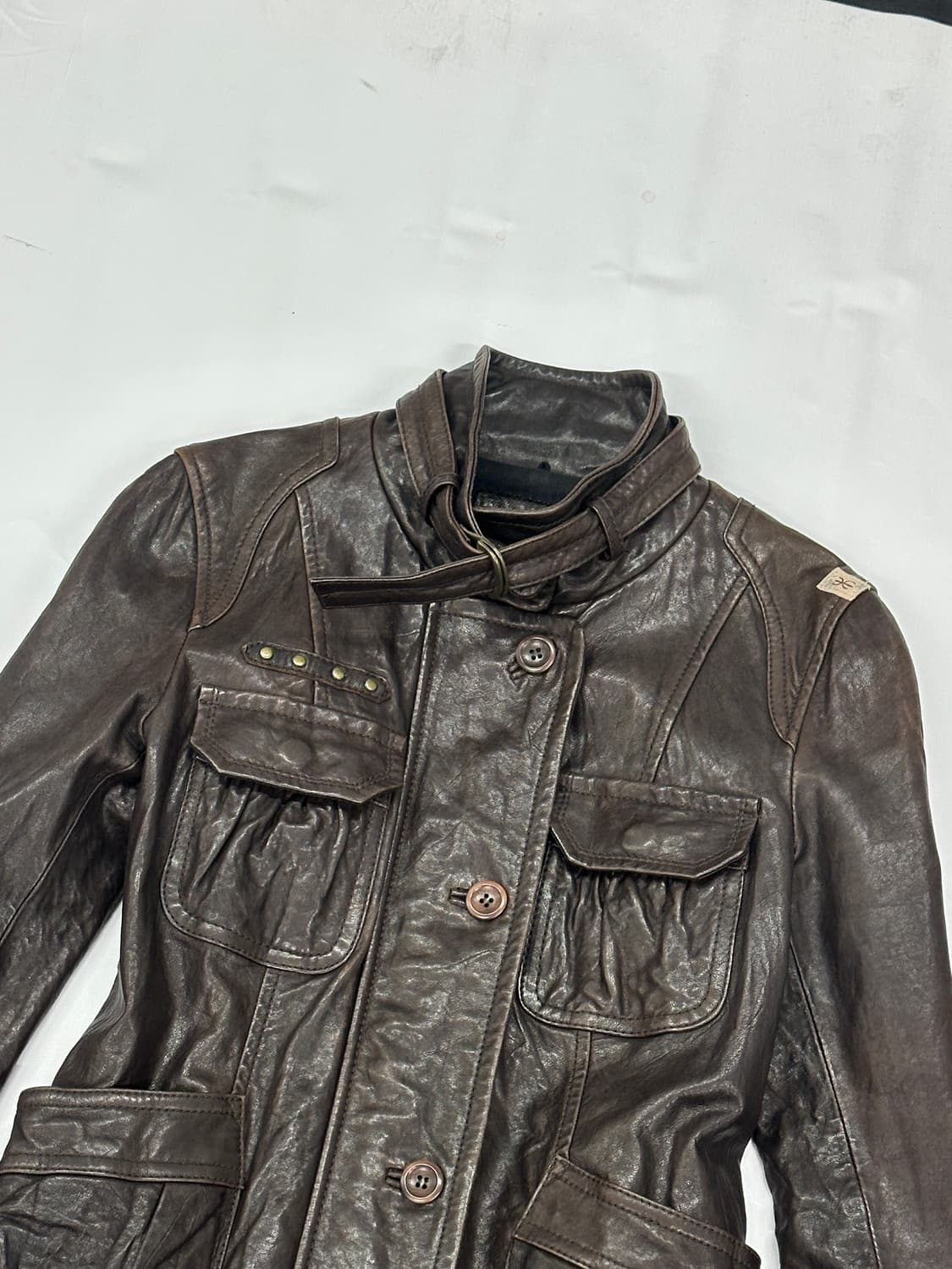 Thursday Island 브라운 빈티지 레더자켓 라이더 양가죽 상품이미지5