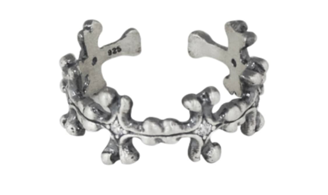 폴리테루 925 실버 링 004 플로럴 크로스 본 상품이미지1