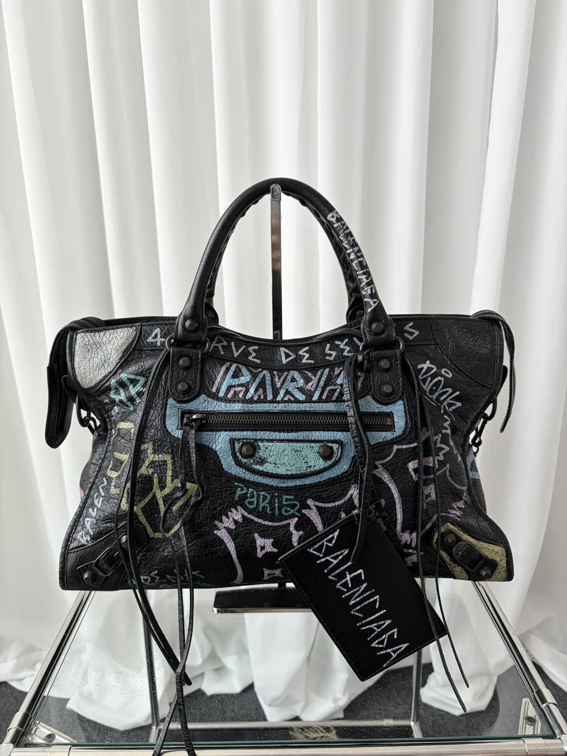 발렌시아가 그래피티 시티 모터백 블객 상품이미지3