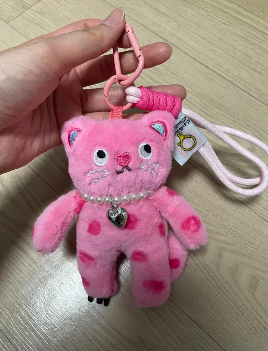 [새상품] 일본 빈티지 하트 핑크 고양이 키링 상품이미지2