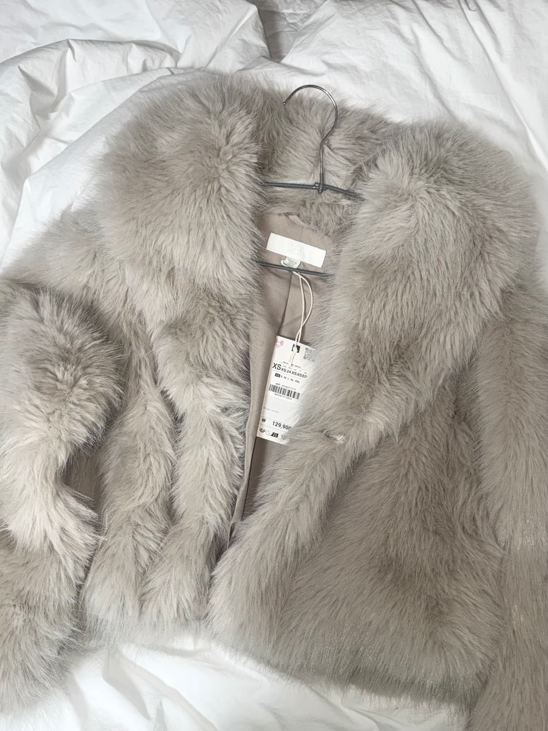 자라 라펠 칼라 페이크 퍼 숏 코트 퍼자켓 크림 xs 상품이미지7