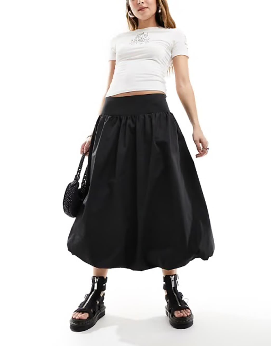 Monki midaxi puffball skirt black 상품이미지1