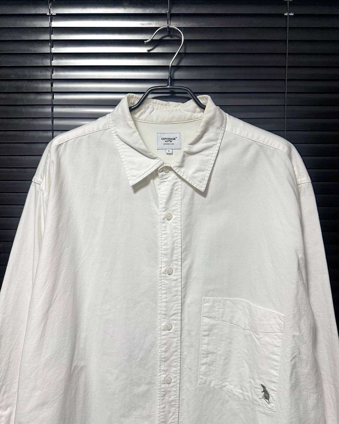 에스피오나지 쥐 마우스 자수 옥스포드 화이트 흰색 오버 셔츠 L 100 상품이미지3