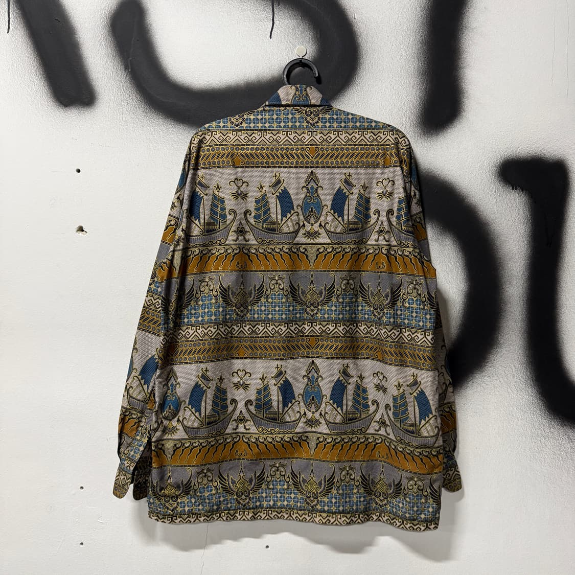 VTG 빈티지 그리스 에스닉 풀 패턴 멀티포켓 코튼 긴팔 셔츠 상품이미지2