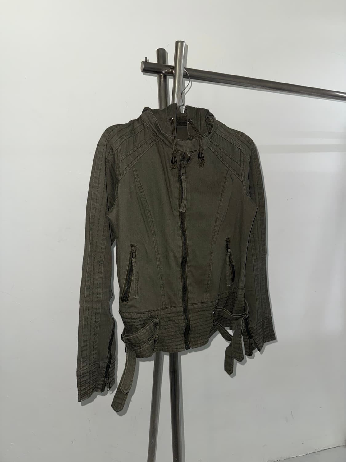 y2k 벨티드 디테일 코튼 후드 자켓 상품이미지1