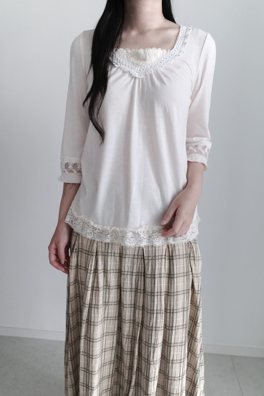 lace frill T 상품이미지7