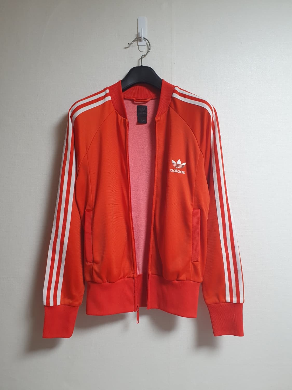 아디다스 트레포일 여성 져지 오렌지 화이트 자켓 S 상품이미지3