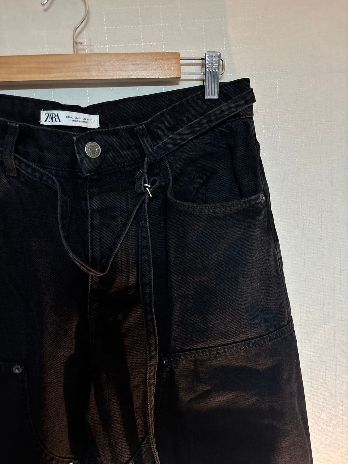 자라 블랙 와이드 데님 팬츠 상품이미지4