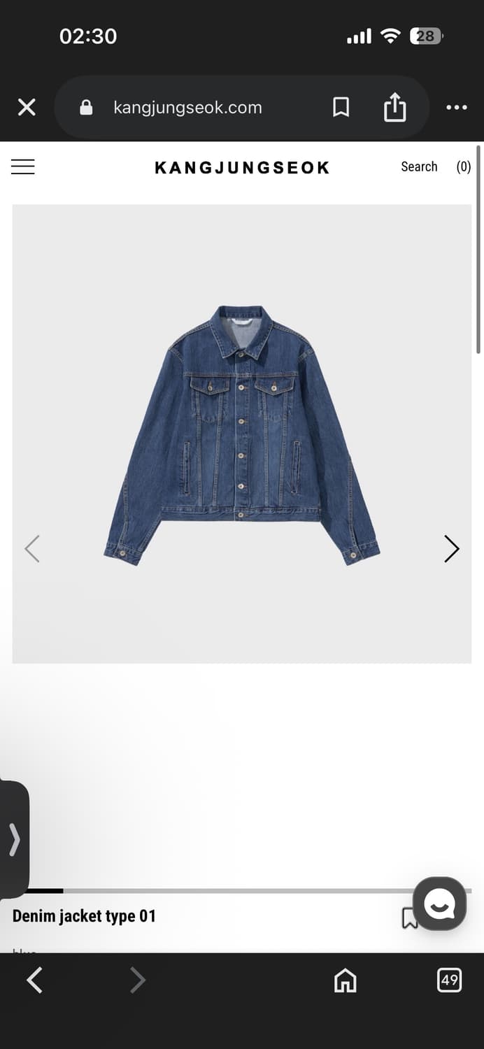 강정석 Denim jacket type 01 blue 48size 상품이미지1