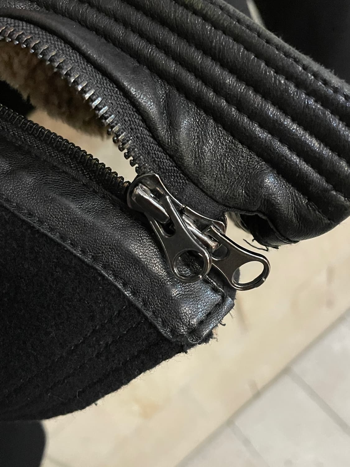 빈스 모토 시어링 울 레더 자켓  상품이미지4