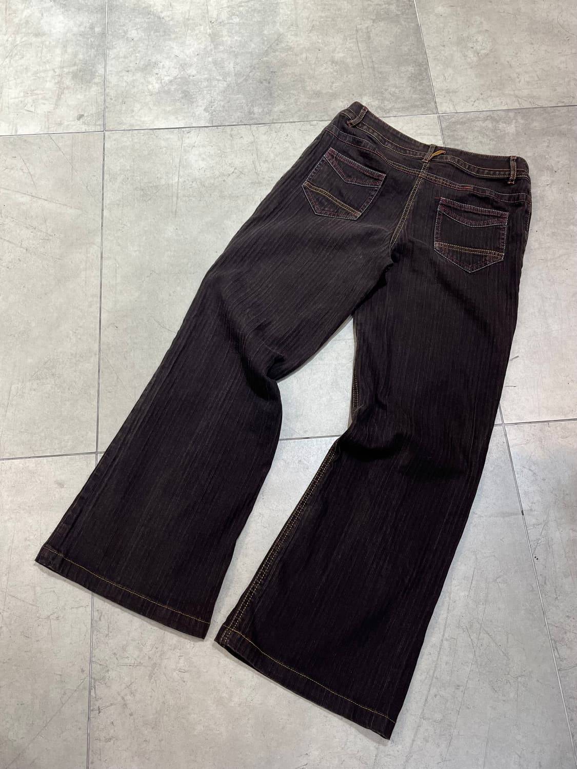 일본 빈티지 레드 스티치 스트라이프 세미 부츠컷 코튼 팬츠 상품이미지7