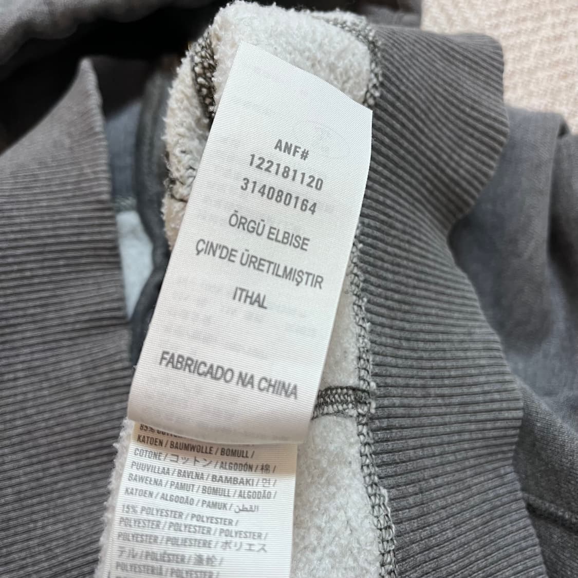 [정품] 아베크롬비 그레이 블루로고 기모 후집 [ M ] 상품이미지7