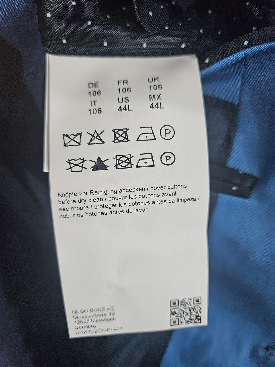 휴고보스 라이트블루 남성 105 정장자켓  상품이미지9