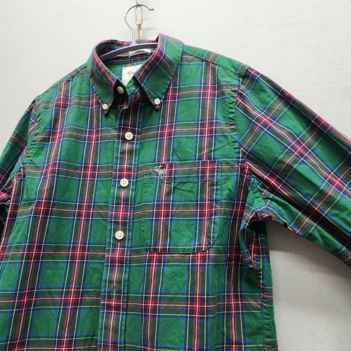 아베크롬비 로고 원포켓 타탄체크 셔츠 S(M) 상품이미지3