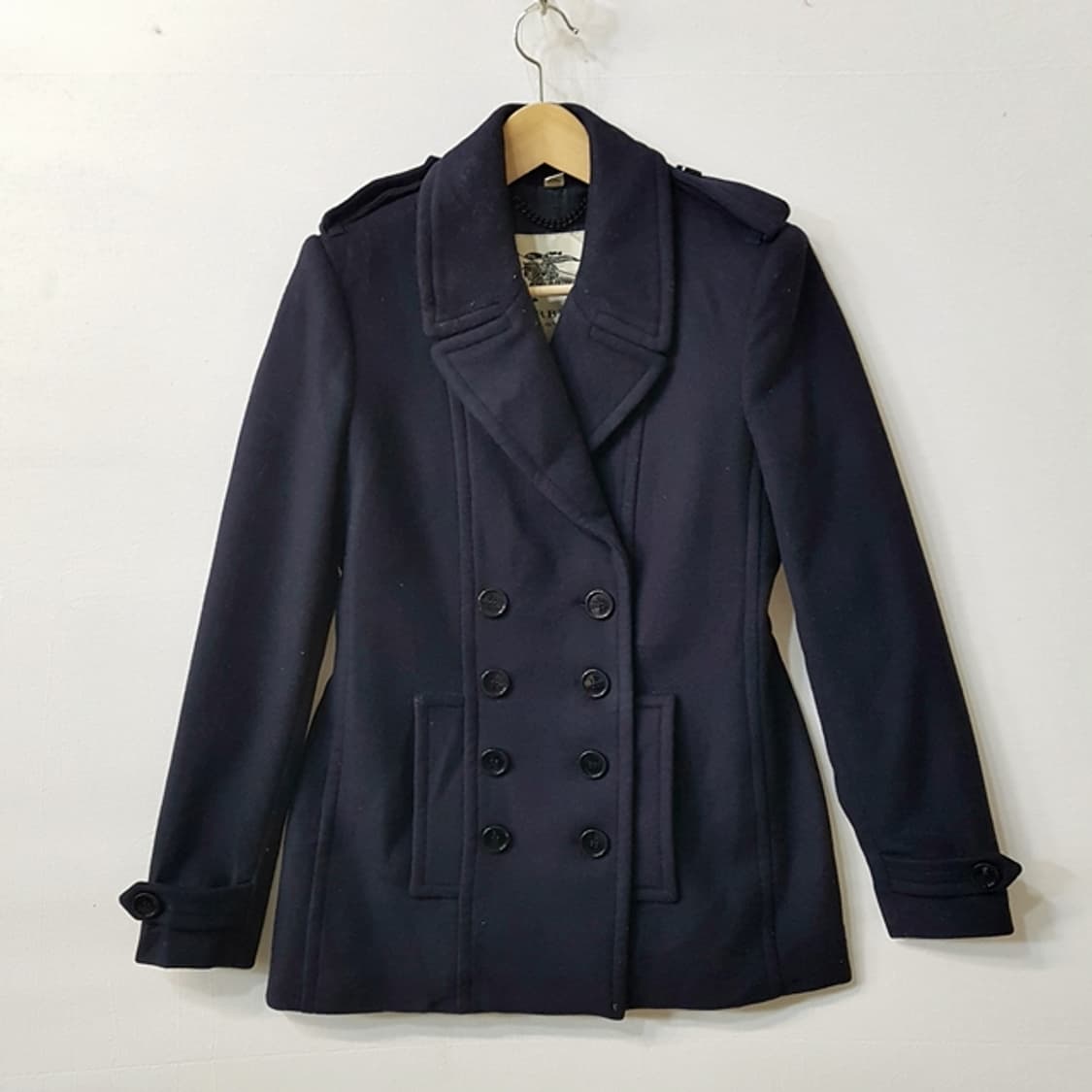 BURBERRY 버버리 런던 울 캐시미어 피코트 네이비 상품이미지1