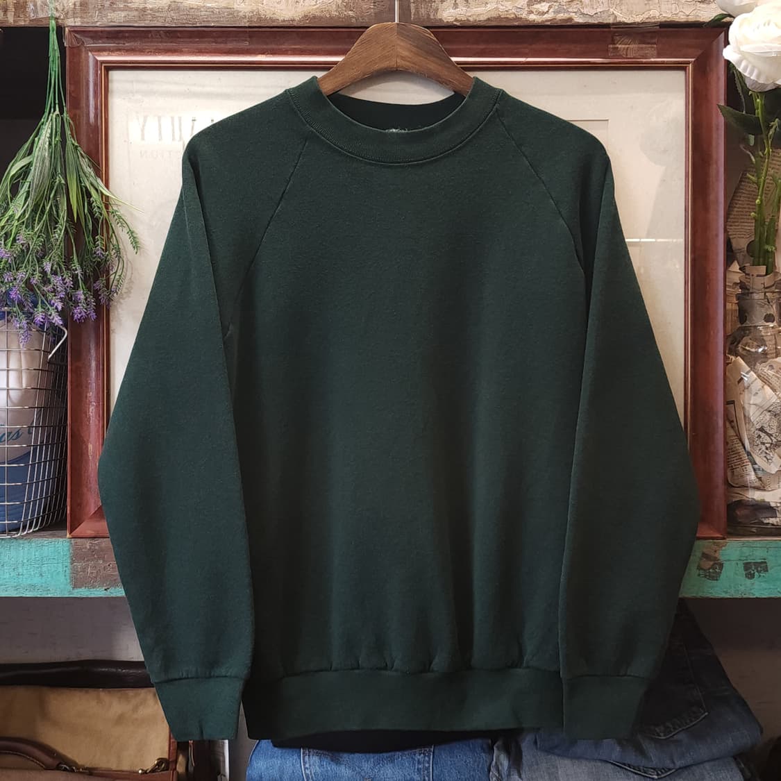 90s 빈티지 스웻셔츠 플레인 스웻셔츠 다크 그린 m 상품이미지1
