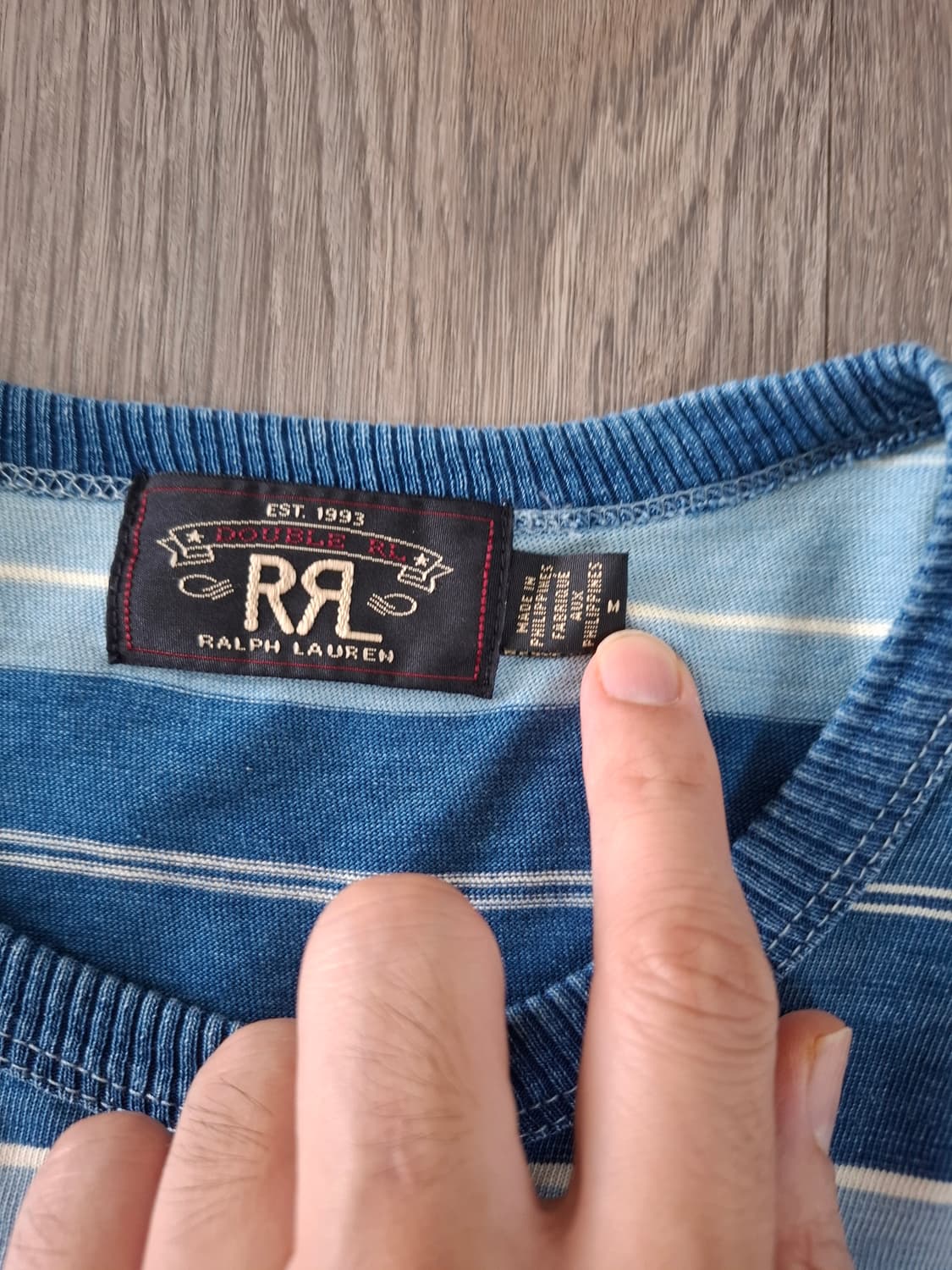 M RRL 인디고 스트라이프 저지 반팔 티셔츠 블루 상품이미지4