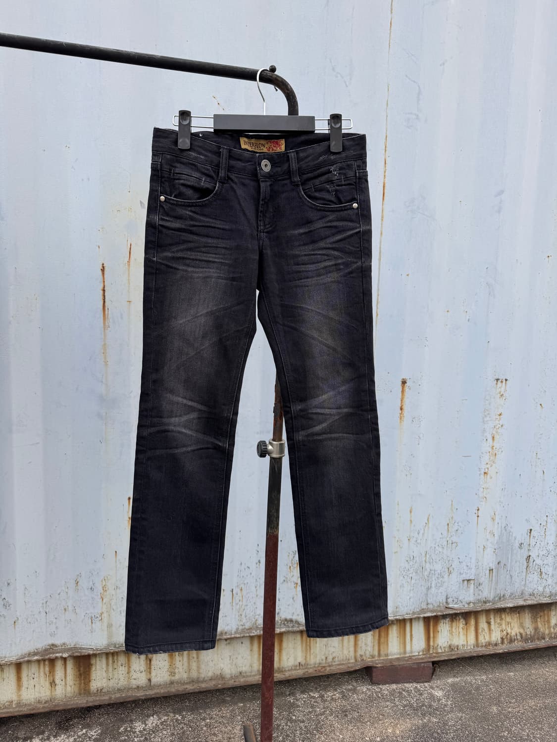 Black Vintage Washed Slim Denim Jeans 상품이미지1