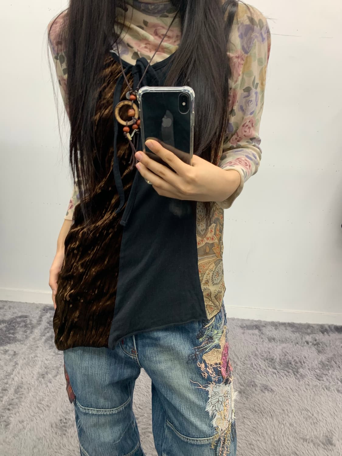 Estacot 에스닉 모리 패치워크 슬리브리스 상품이미지2