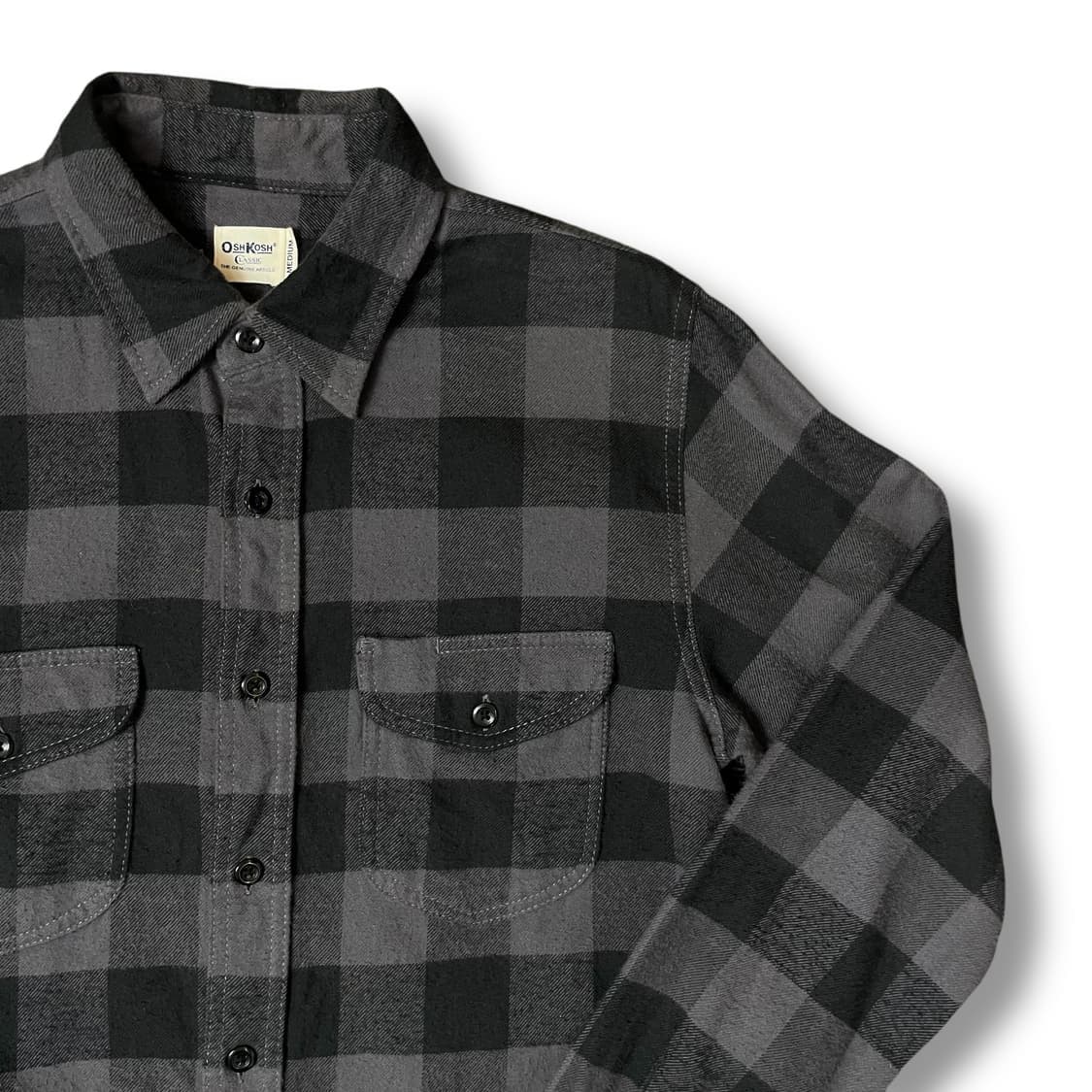 오쉬코쉬 그레이차콜 깅엄체크 투포켓 긴팔 셔츠 M 상품이미지3