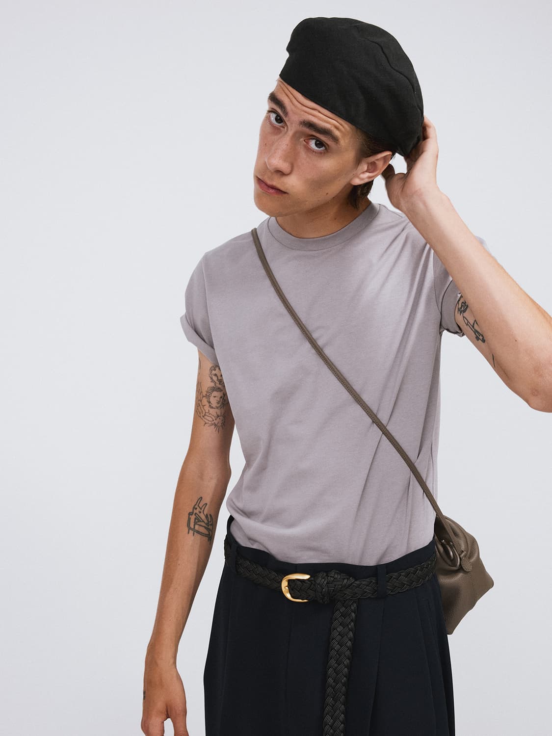 렉토 26SS 컴팩트 코튼 반팔 티셔츠 세피아 그레이 상품이미지1