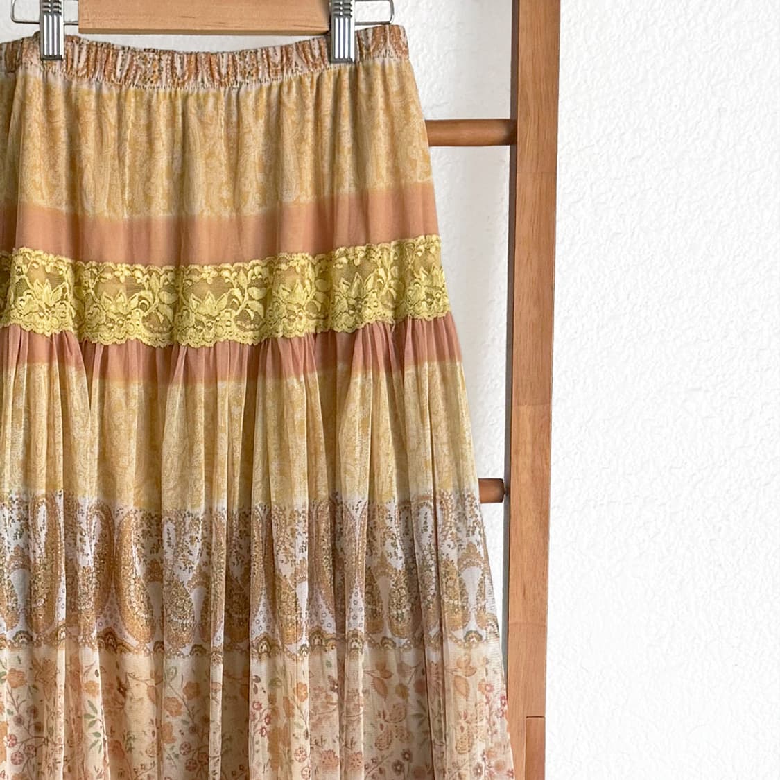 초원 앤티크 패치 쉬폰 스커트 상품이미지2