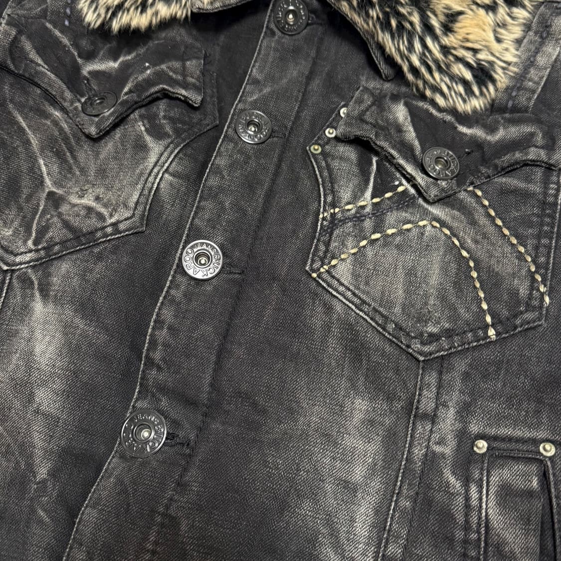 Buckaroo 버커루 퍼카라 누빔 흑청 데님자켓 상품이미지5