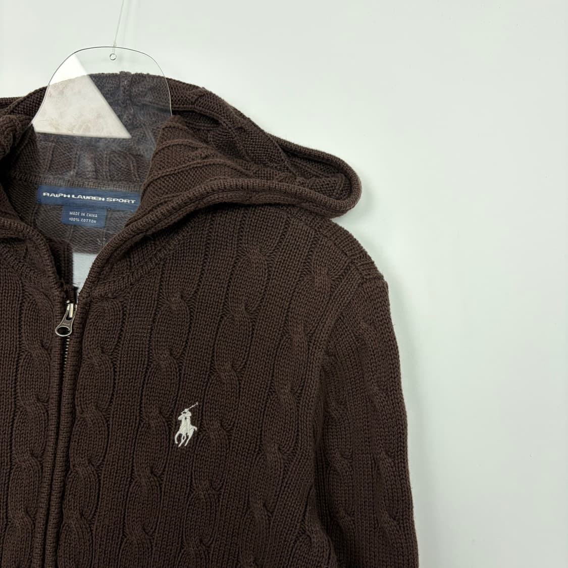 폴로 랄프로렌 후드 꽈배기 니트 집업 가디건 자켓 상품이미지4