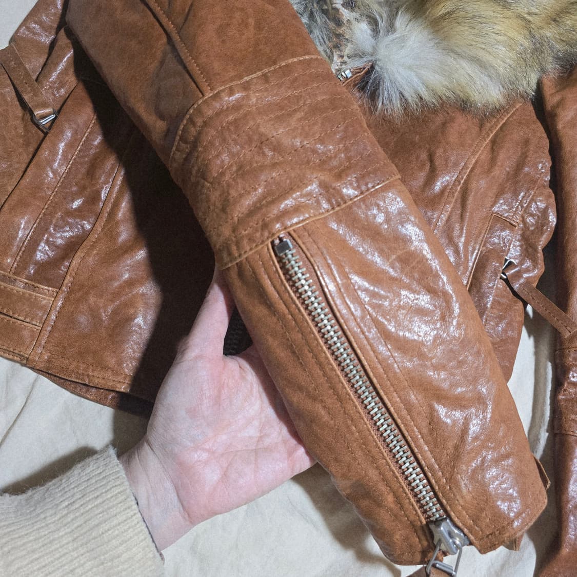 리얼 양가죽 퍼 라이더 자켓 상품이미지9