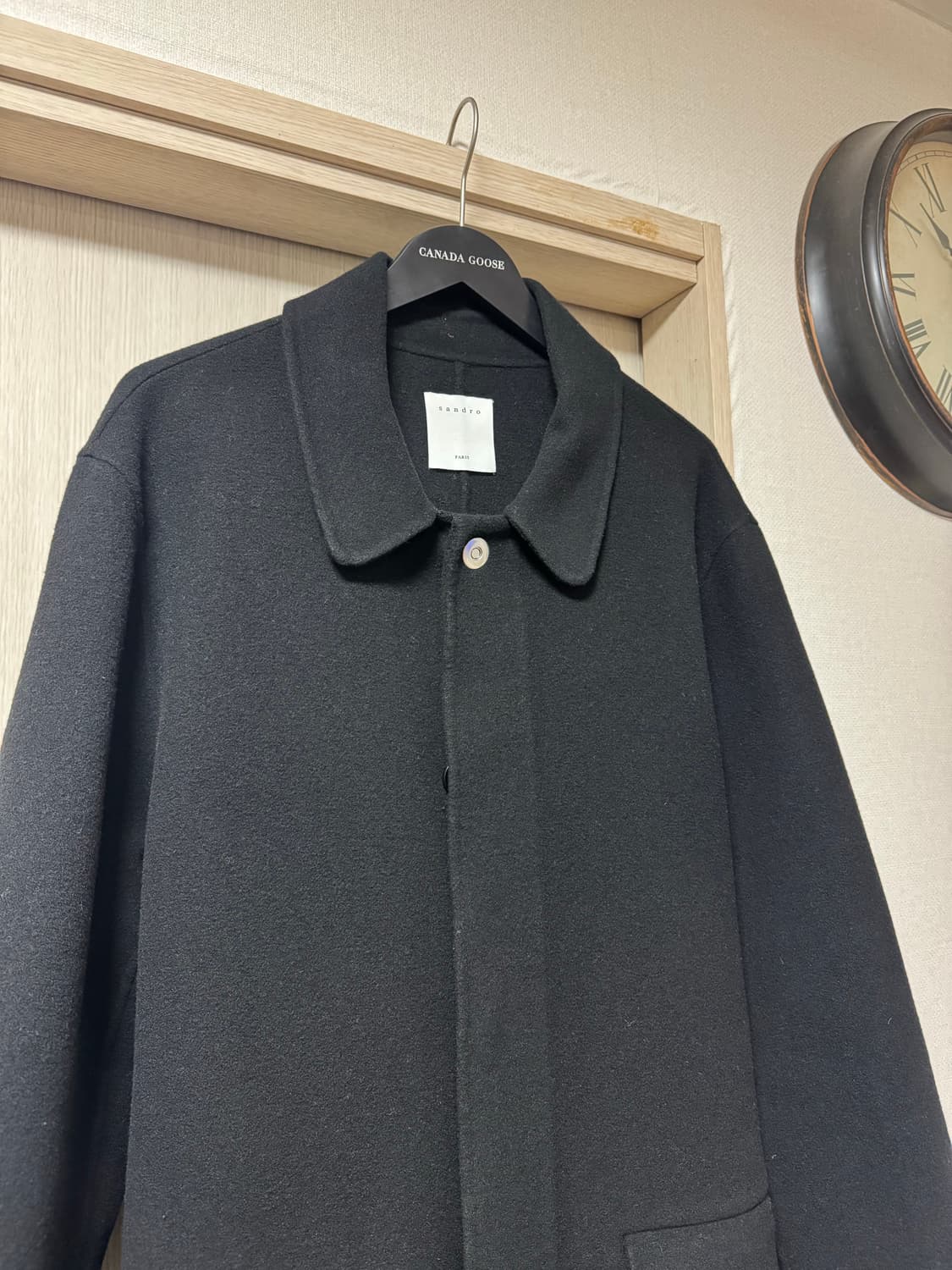 산드로 남성 벨티드 발마칸 코트 블랙  상품이미지3