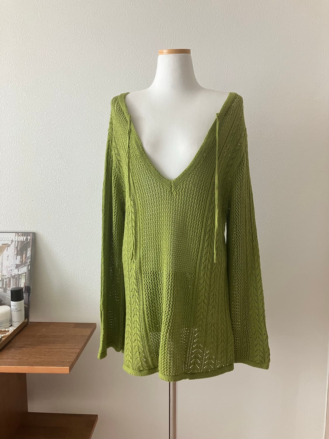 CIAOPANIC 올리브색 브이넥 니트원피스 커버업 상품이미지2