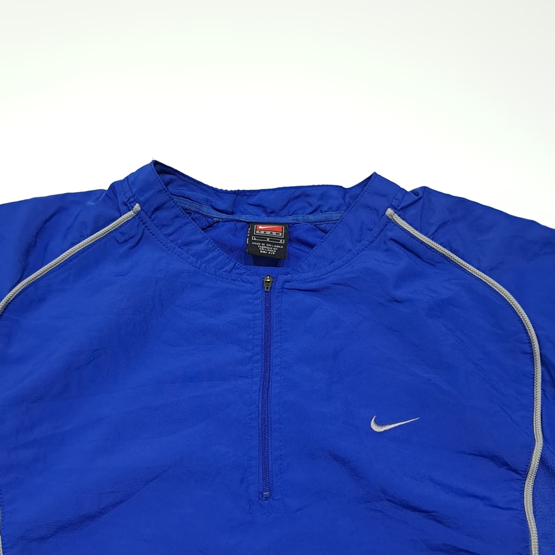 CL976 L 나이키 00s 드라이핏 팀라인 블루 반팔 웜업 아노락 상품이미지2