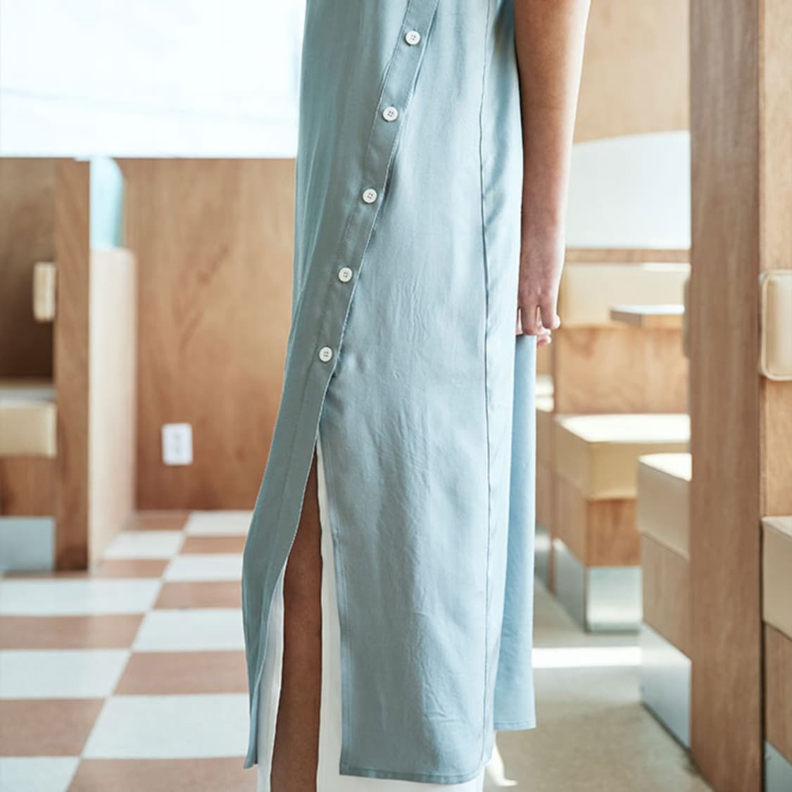 아위(ahwe) 민트그레이 버튼원피스 55-66 새상품 상품이미지4