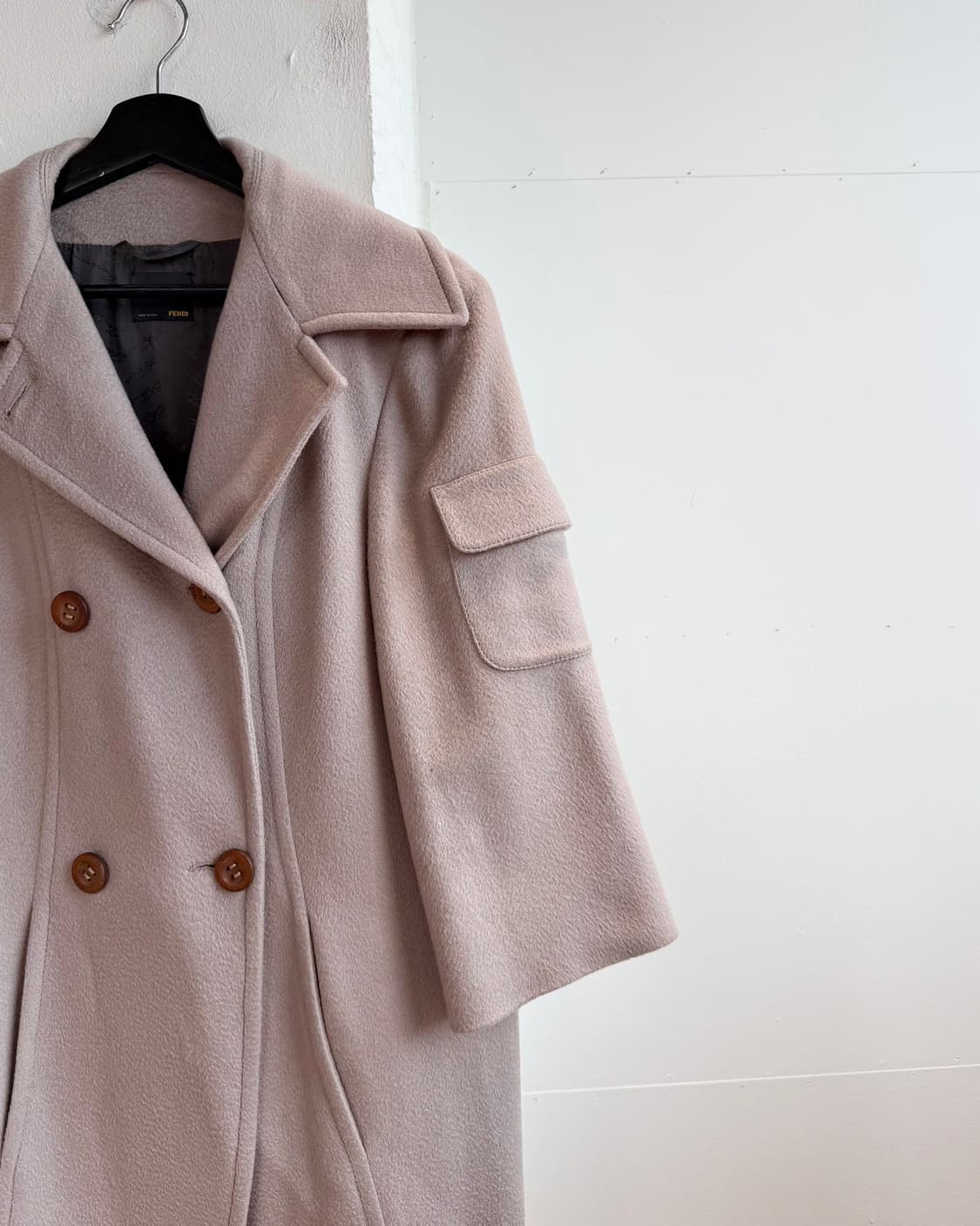 펜디 핑크베이지 더블 브레스티드 울 롱코트  상품이미지5