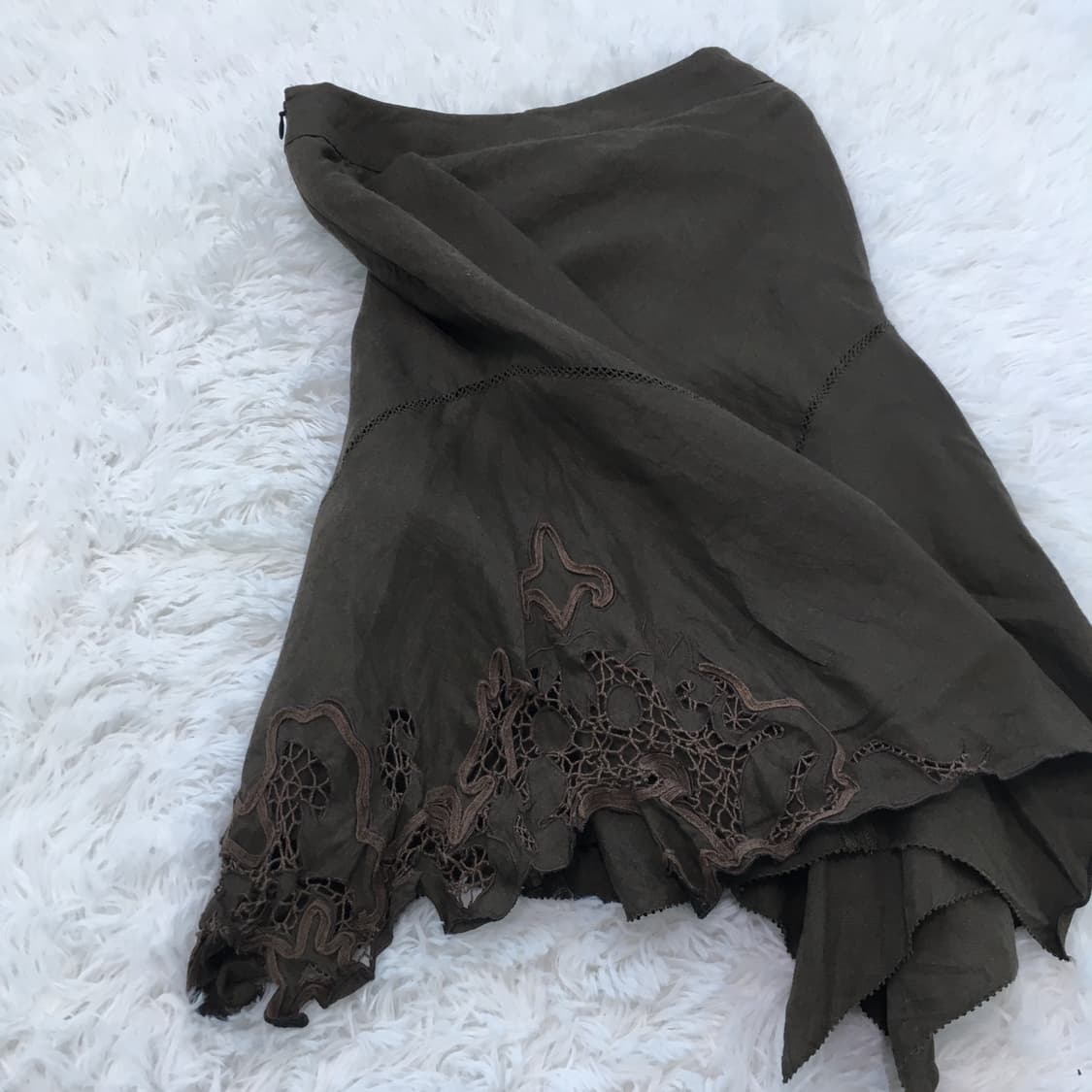 빈티지 브라운 오리엔탈 레이스 스커트 779 y2k 모리 갸루 펑키  상품이미지3