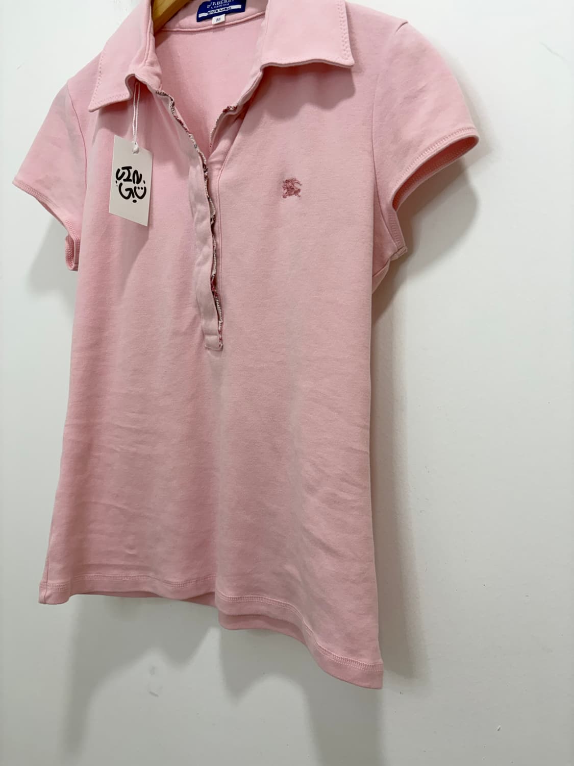 버버리 핑크 카라 반팔 티셔츠 상품이미지6