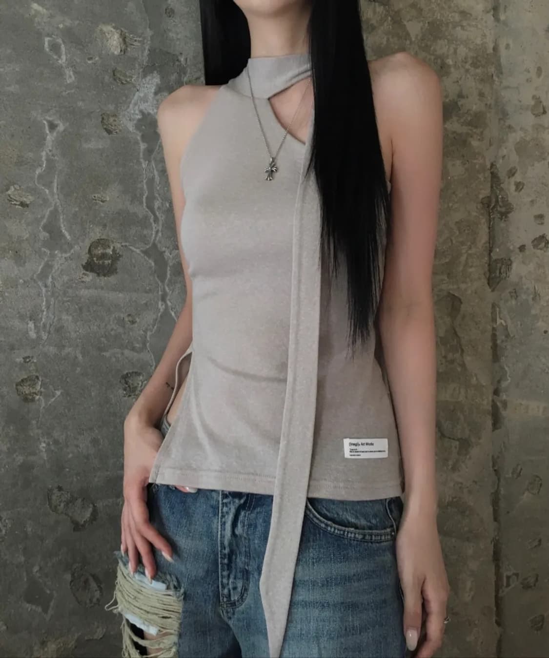 이네기 Birth Slit Scarf Top (sand beige) 상품이미지3