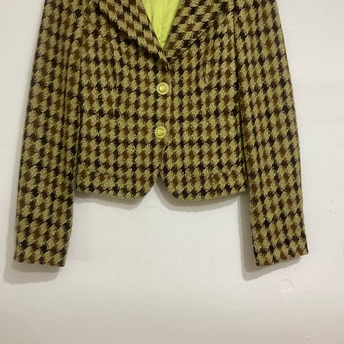 베네통 모스그린 아가일 체크 자켓 상품이미지3