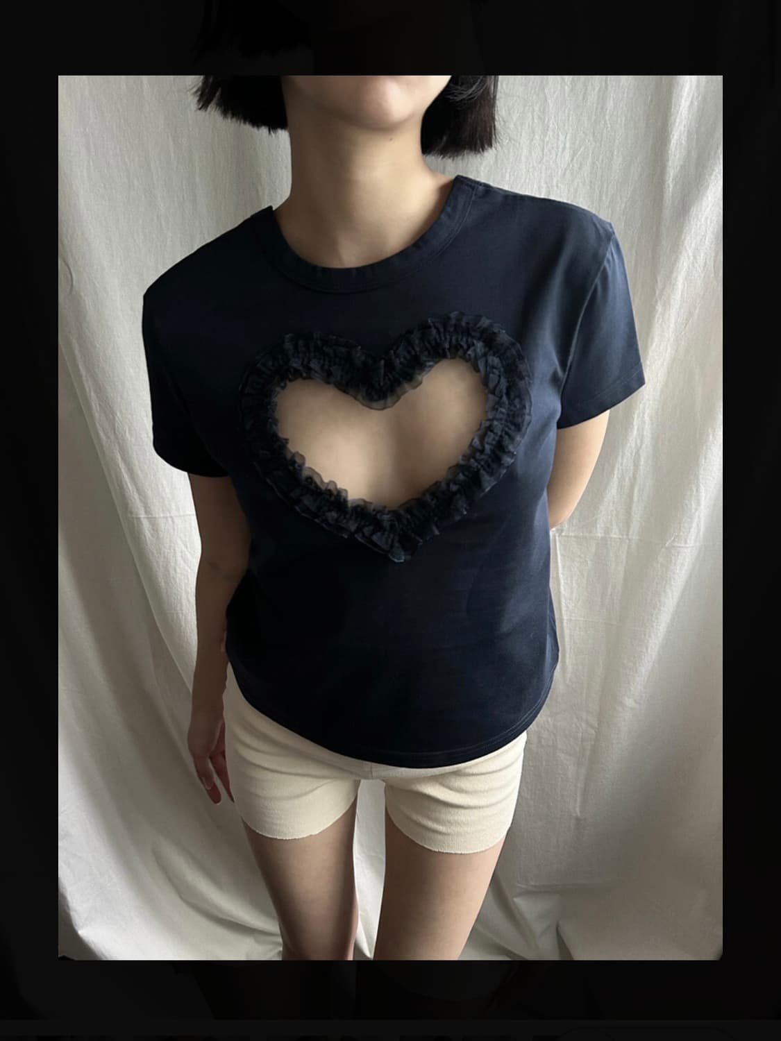 동은 dongeun 레이스 하트 티셔츠 네이비 lace heart t 상품이미지4
