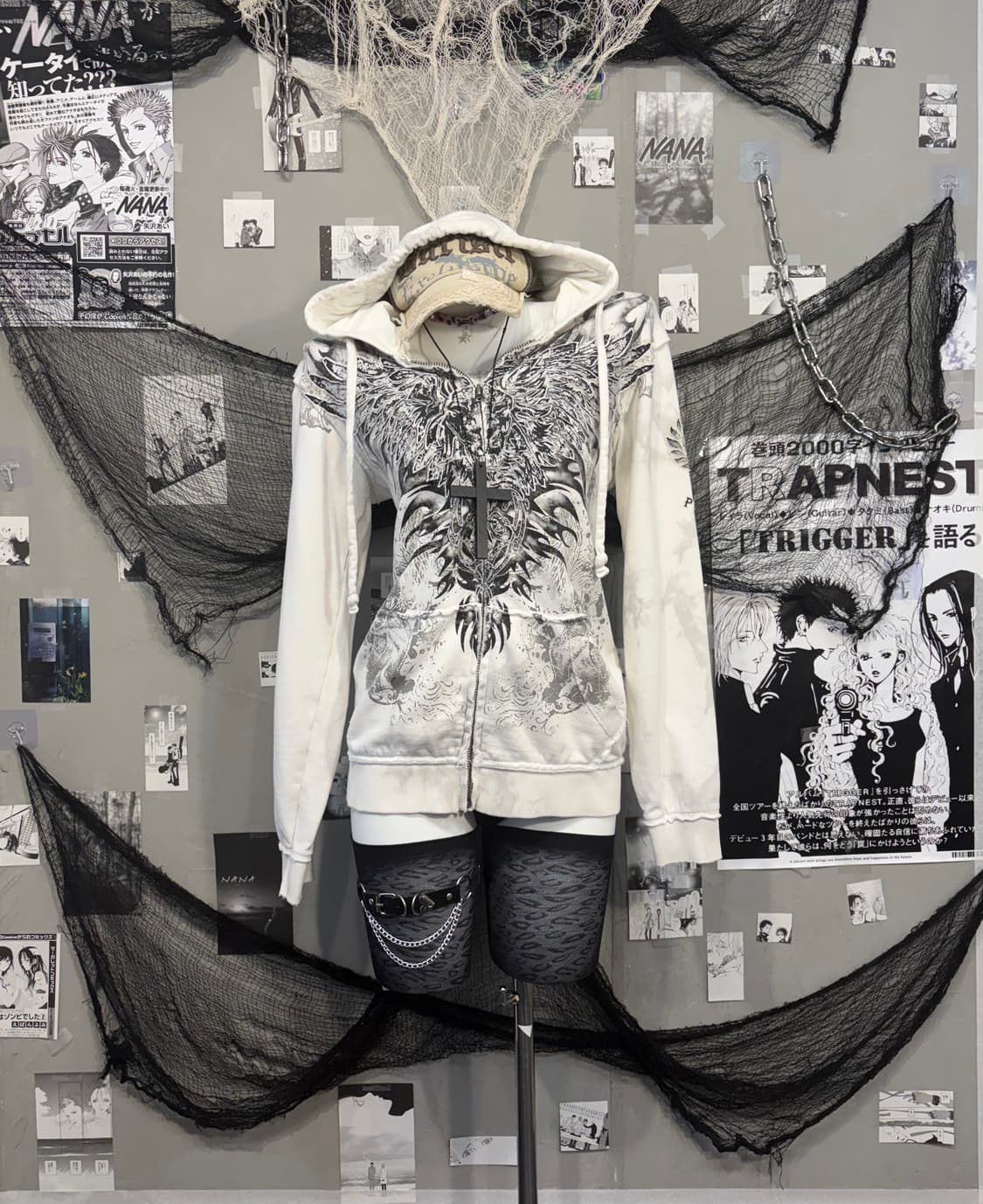 00‘s Grunge Embroidery detail hoodie zip 상품이미지2