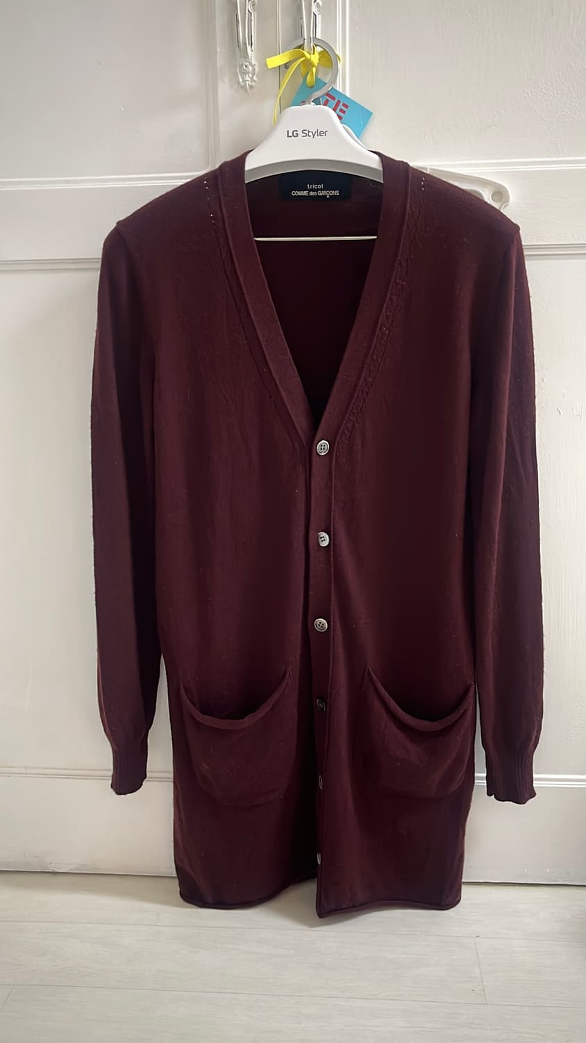 꼼데가르송 Tricot 버건디 롱 가디건 44,55 정품 상품이미지1
