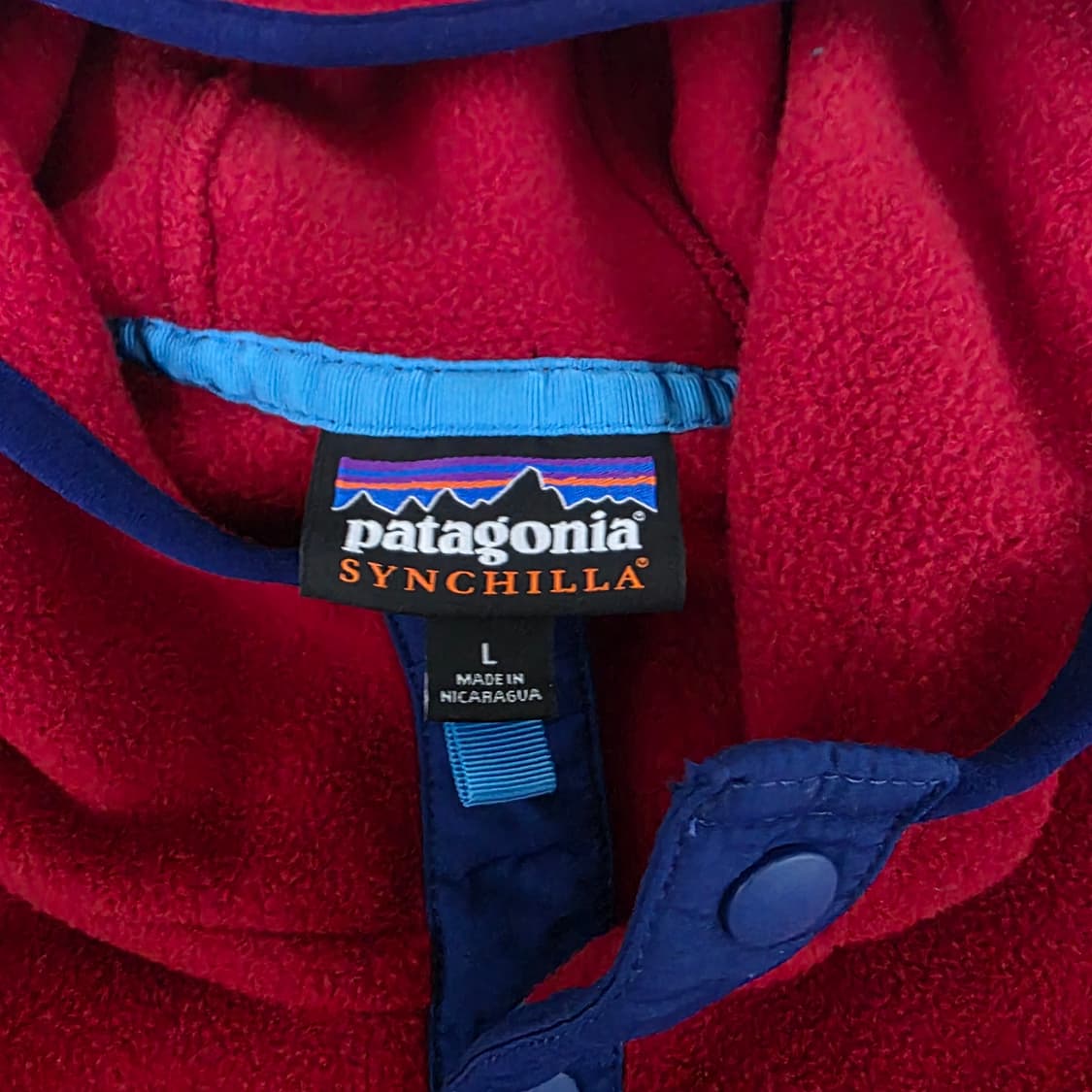 [L] 빈티지 파타고니아 신칠라 스냅 후드 풀오버 레드/네이비 매티보이 상품이미지5
