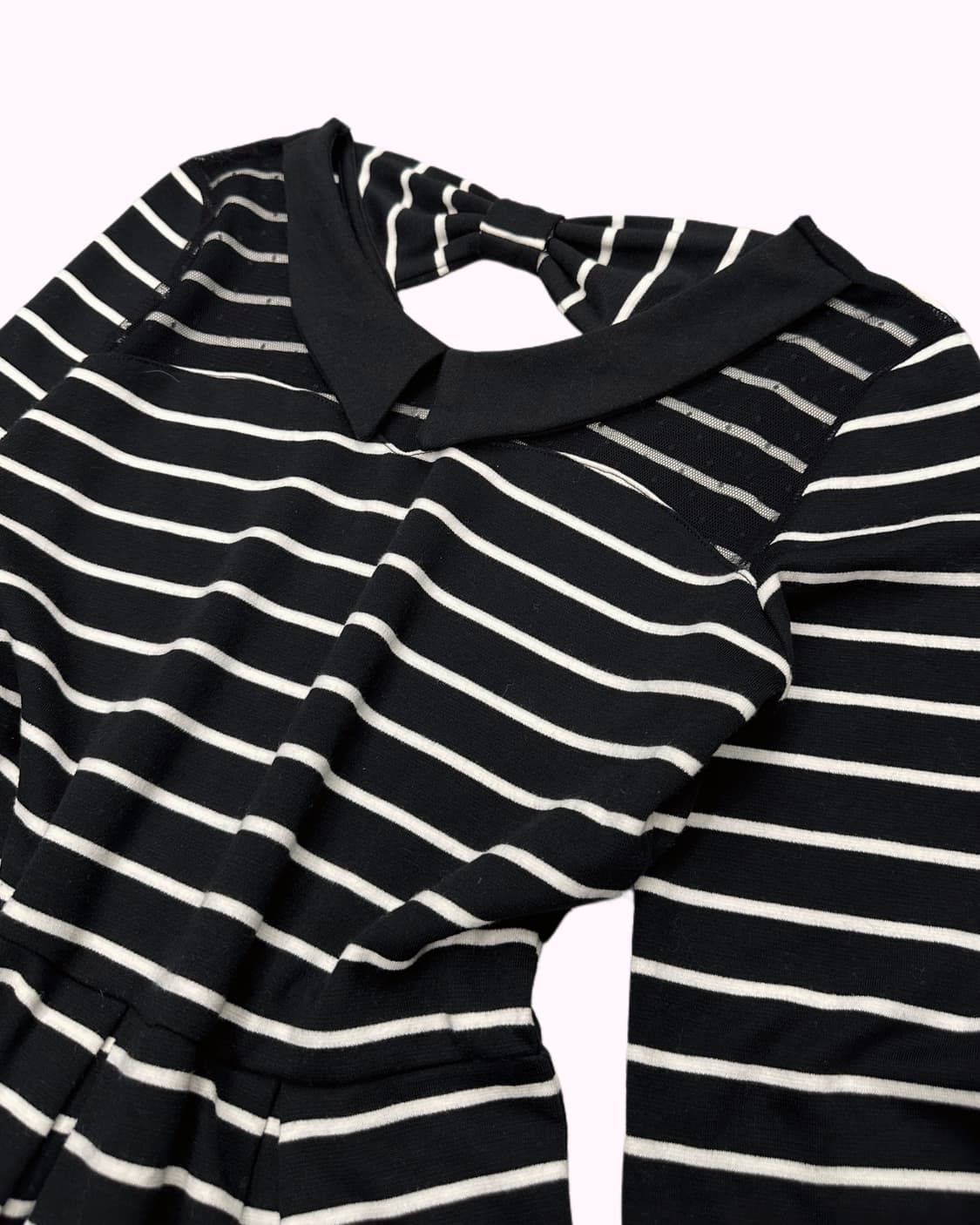 lace shoulder ribbon stripe dress 상품이미지2