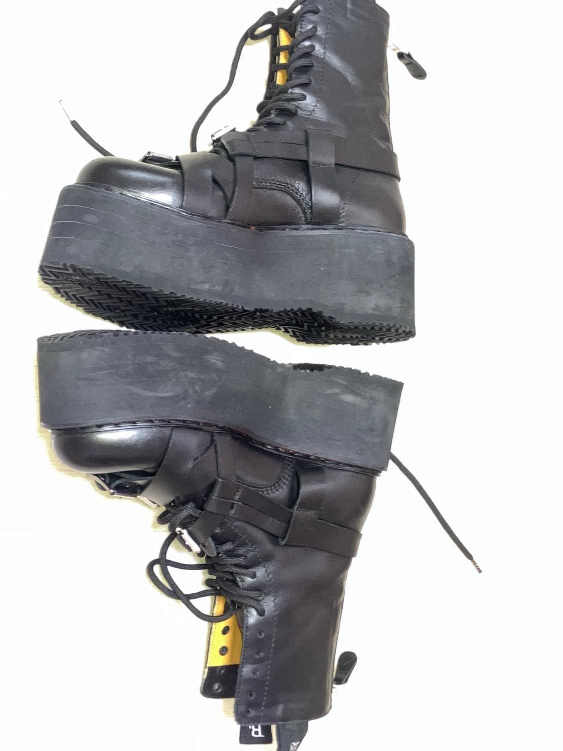 R13 블랙 스트랩 더블 스택 부츠 240 상품이미지5