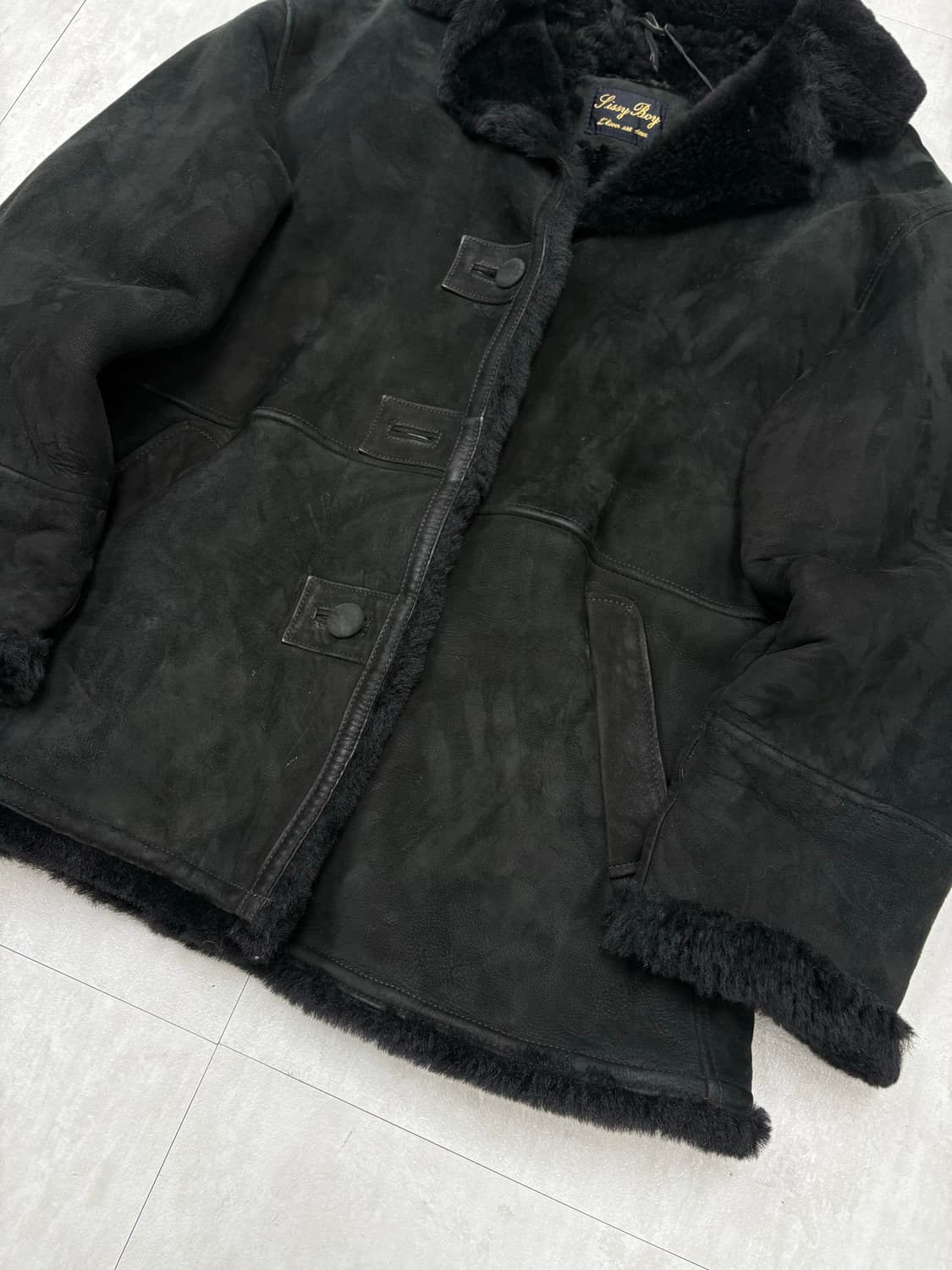 블랙 양가죽 스웨이드 무스탕 코트 #82 상품이미지4