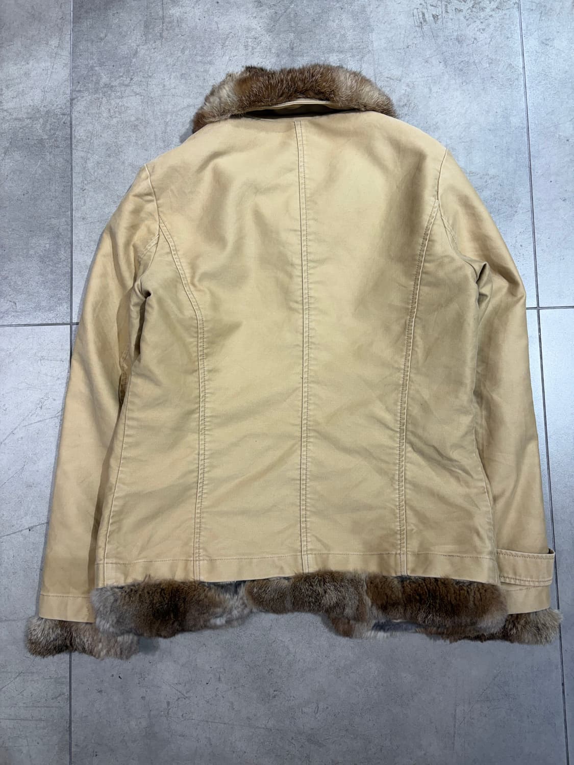 일본 빈티지 베이지 코튼 퍼 무스탕 자켓 상품이미지6