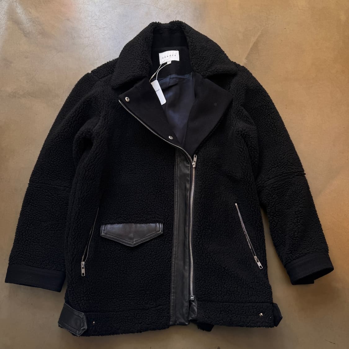 산드로 더블라이더베이스 셰르파 플리스 숏 코트 자켓 상품이미지1