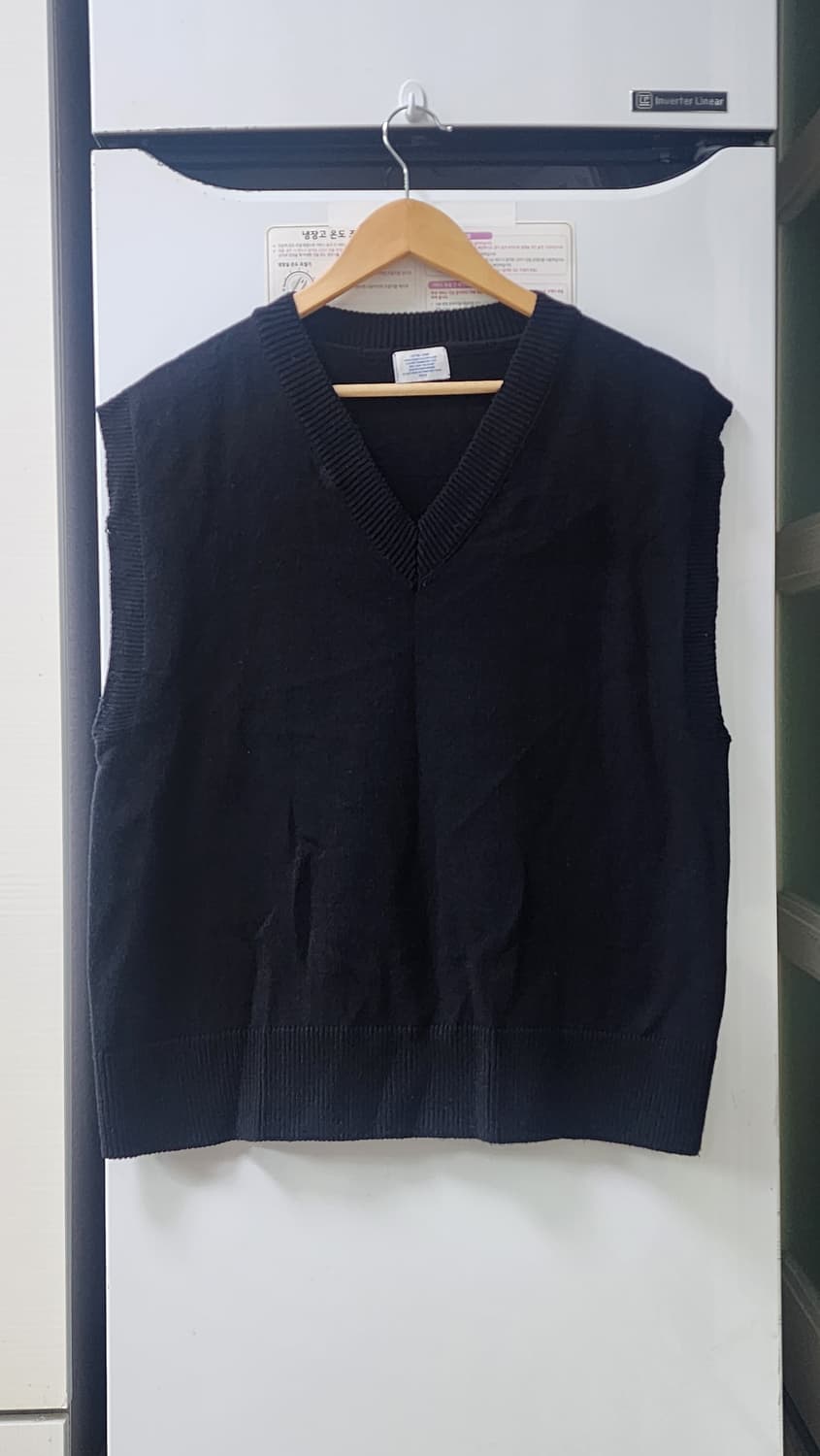 LETTER COMO 검정 V넥 니트 조끼 M 상품이미지1